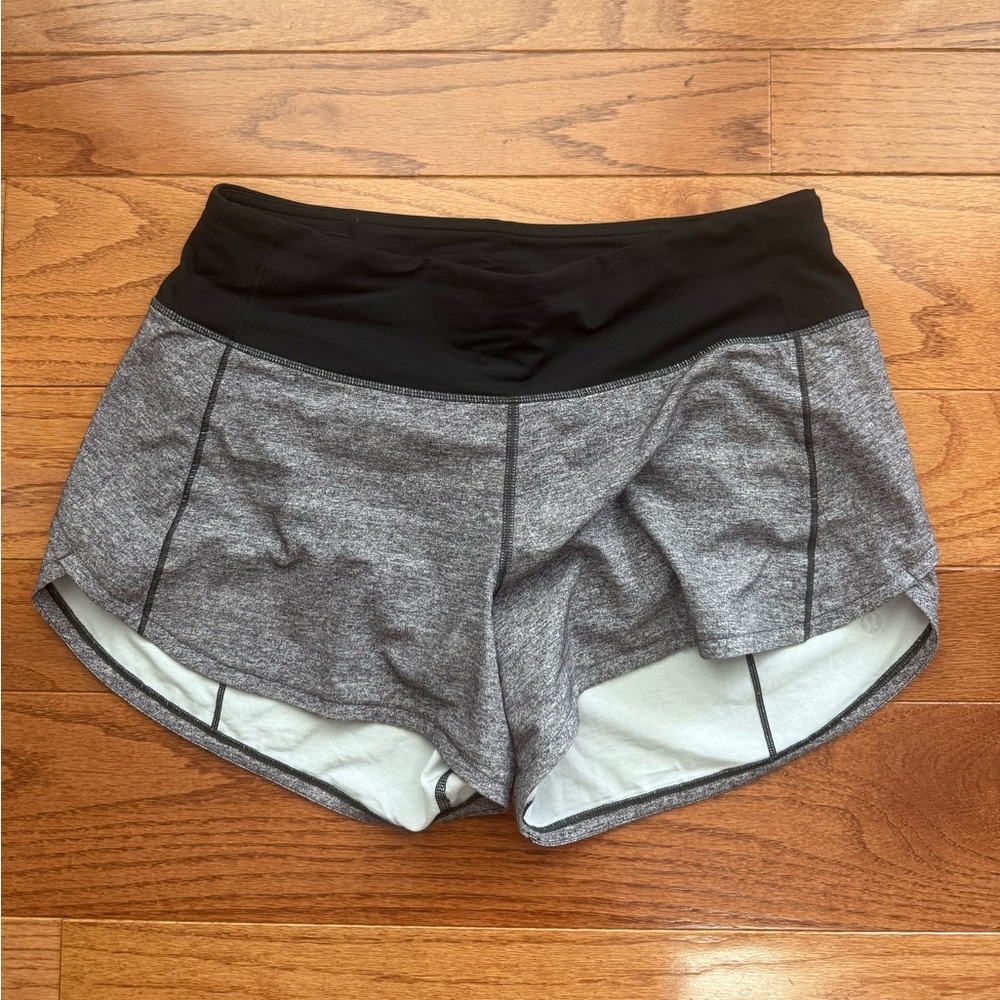 Lululemon Athletica Gray and Black Speed Up Shorts